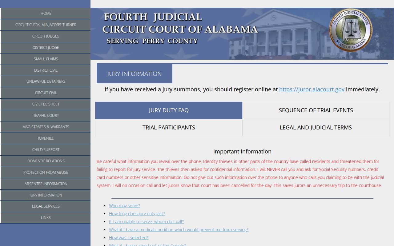 Perry County court schedule jury and courthouse information