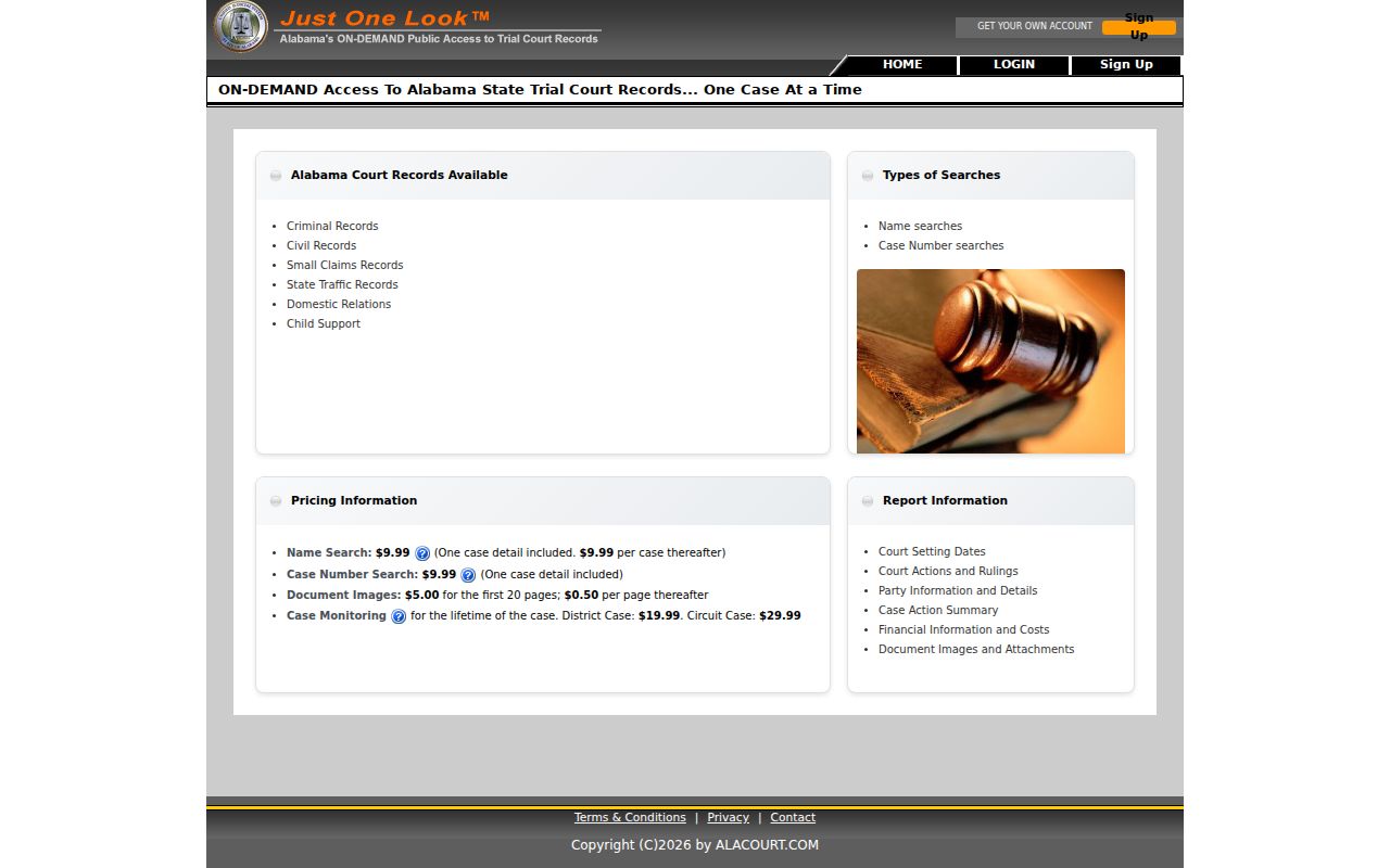 Perry County docket search through AlacourtACCESS