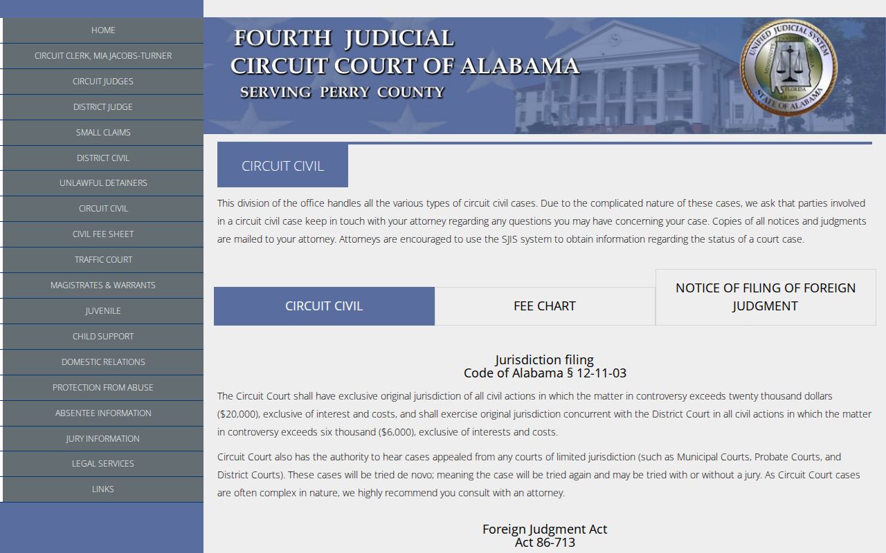 Perry County civil court docket Circuit civil source
