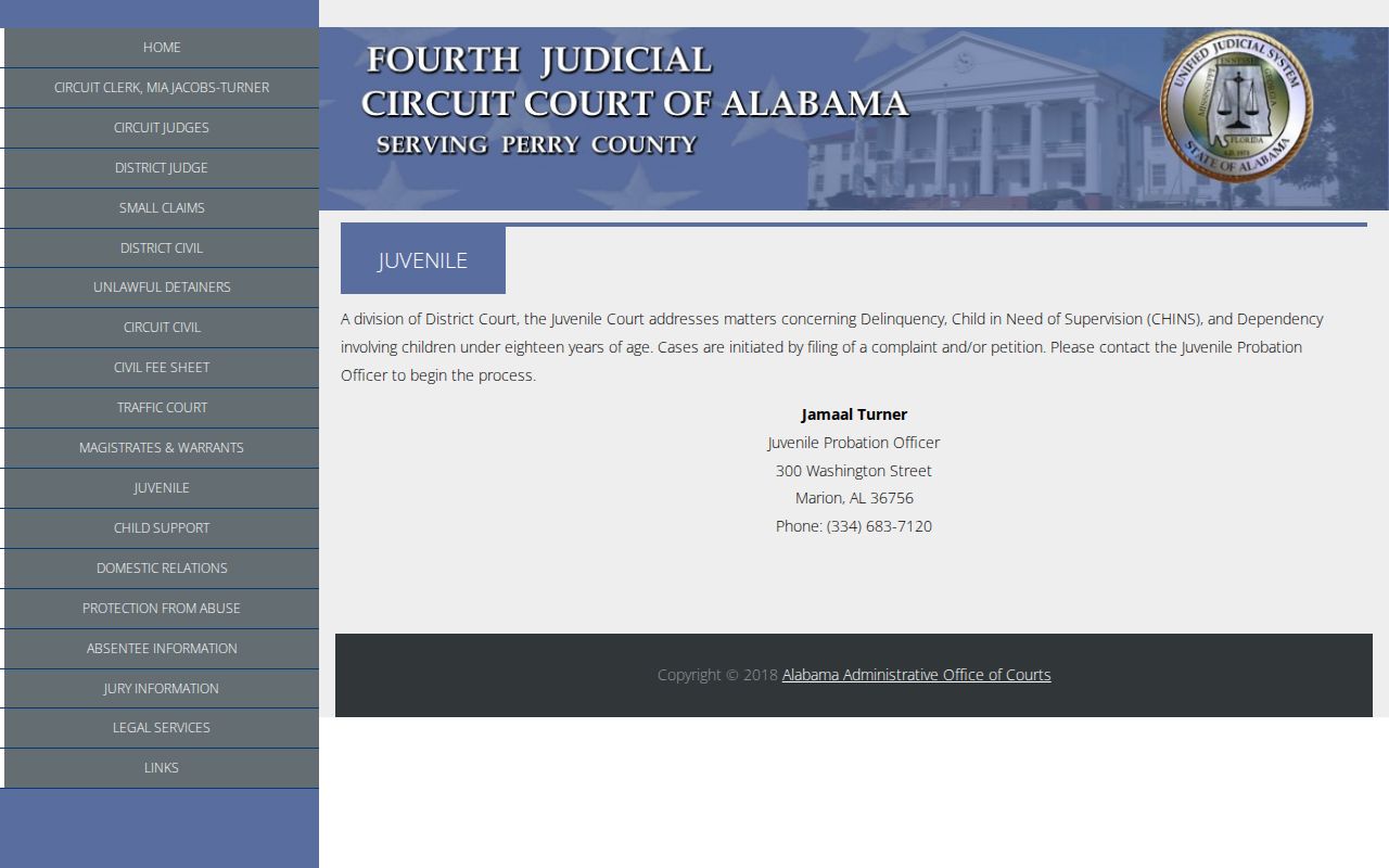 Perry County criminal docket juvenile jurisdiction source