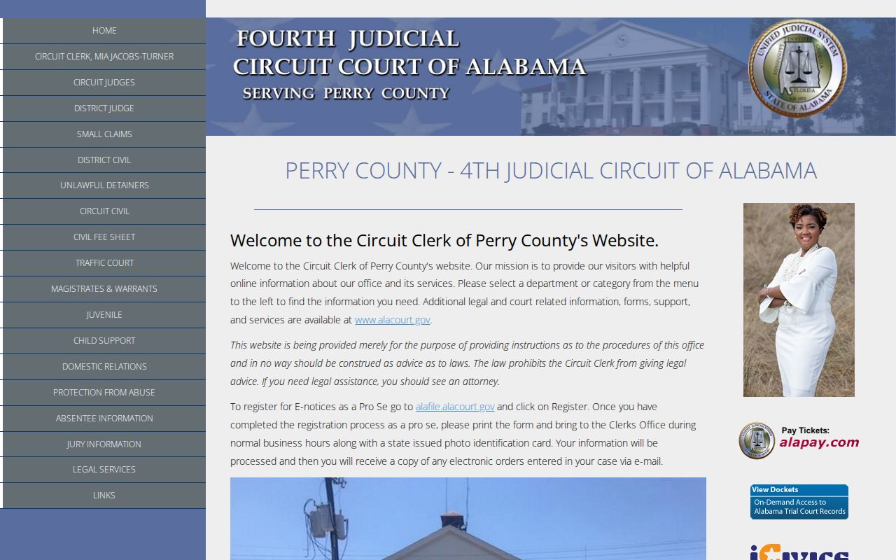 Perry County court docket Circuit Clerk access page