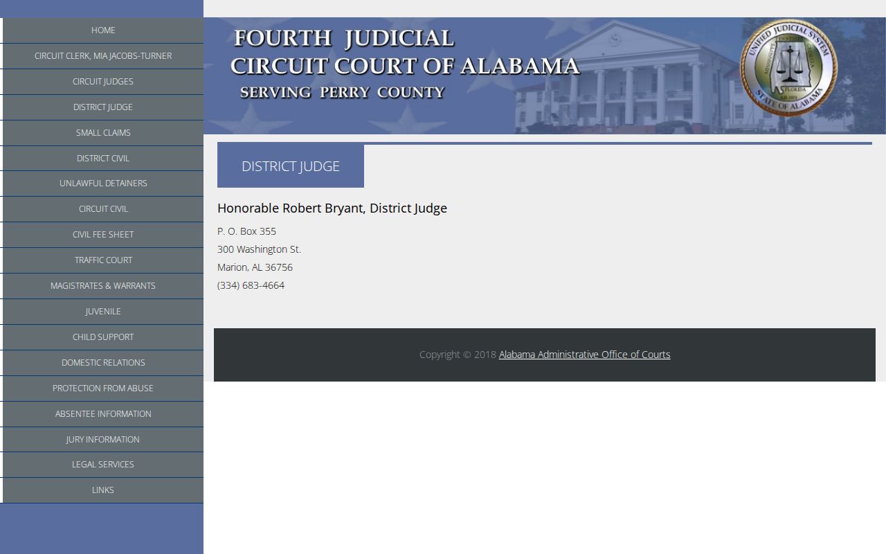 Perry County court docket District Court judge information
