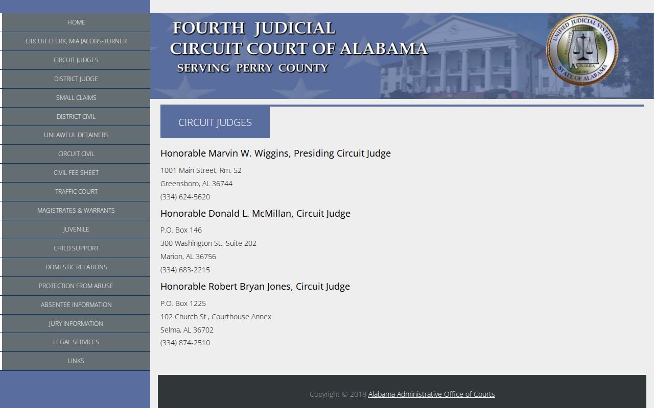 Perry County court docket Fourth Judicial Circuit judges page