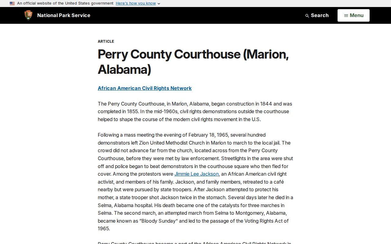 Perry County court docket courthouse history source