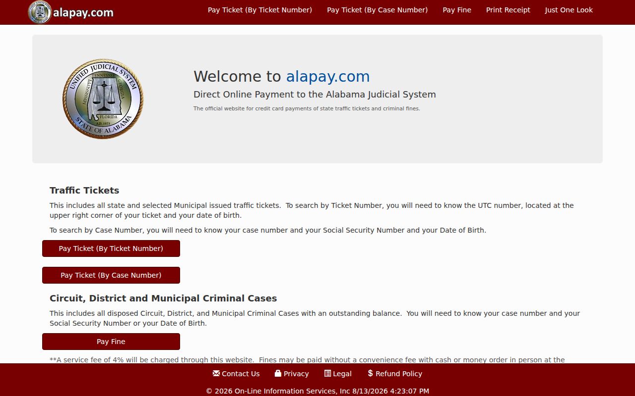 AlaPay gateway for Perry County traffic court payments