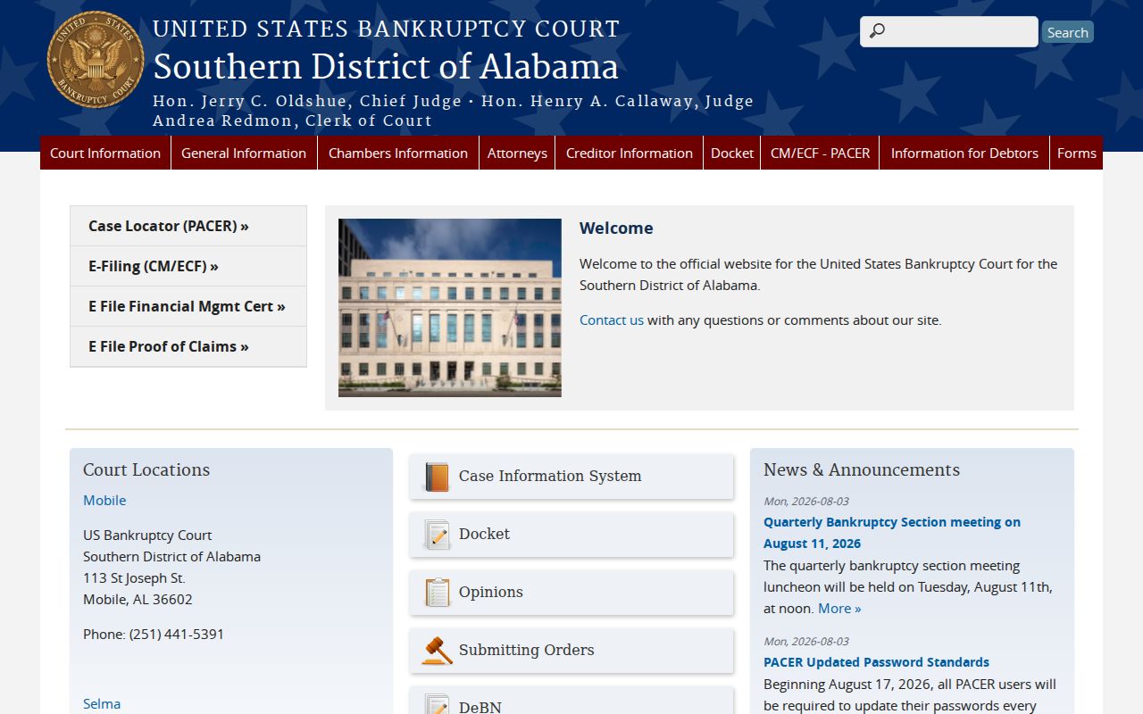 Southern District bankruptcy records separate from Uniontown court docket
